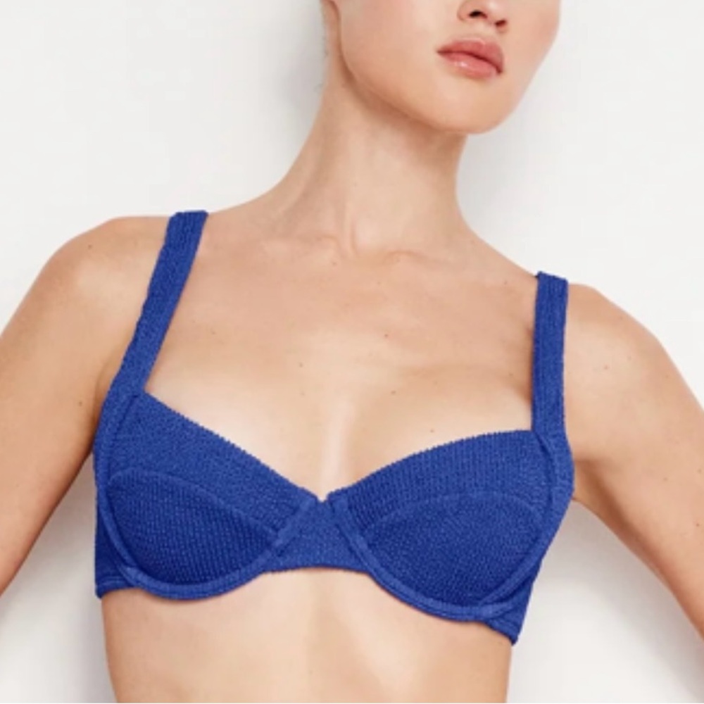 Good American bikini top and bottom set in Capri blue